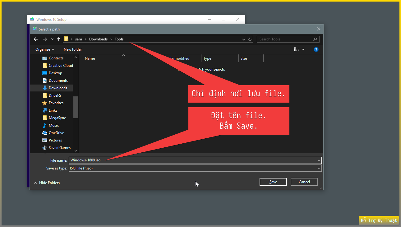 Chỉ định nơi lưu file, và tên của file ISO sẽ được tạo.