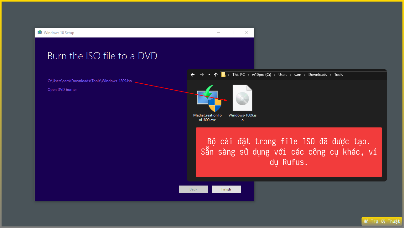 Tạo file ISO hoàn thành, bộ cài đặt đã sẵn sàng.